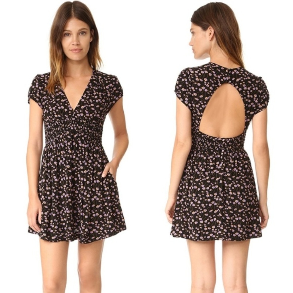 Free People Pretty Baby Black Floral Dress